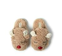 Dearfoams Matching Family Holiday Christmas Reindeer & Turkey Scuff, Kids Reindeer, 2-3 Big Kid