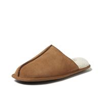 Dearfoams Men's Bradford Suede House Shoe Scuff Slipper, Chestnut, 11 UK
