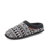 Dearfoams Men's Breathable Memory Foam Asher Clog House Shoe Slipper, Black Fairisle, 9-10