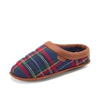 Dearfoams Men's Breathable Memory Foam Asher Clog House Shoe Slipper, Blue Plaid, 13-14