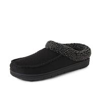 Dearfoams Men's Brendan Indoor/Outdoor Breathable Memory Foam Clog House Shoe with Wide Widths Slipper, Black Twill, 10/11 UK
