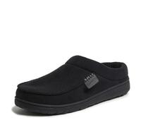 Dearfoams Men's Brendan Indoor/Outdoor Breathable Memory Foam Clog House Shoe with Wide Widths Slipper, Black Perforated, 12/13 UK