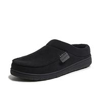 Dearfoams Men's Brendan Microfiber Suede Clog Slipper, Black (Perforated), Large UK