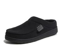 Dearfoams Men's Brendan Microfiber Suede Clog Slipper, Black Perforated, 8/9 UK