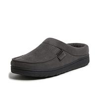 Dearfoams Men's Brendan Microfiber Suede Clog Slipper, Pavement Perforated, 12/13 UK