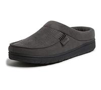 Dearfoams Men's Brendan Microfiber Suede Clog Slipper, Pavement Perforated, 6/7 UK