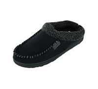 Dearfoams Men's Clog Style Memory Foam Slippers Wool Blend, Black, M