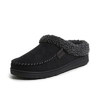 Dearfoams Men's Clog Style Memory Foam Slippers Wool Blend, Black, S