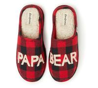 Dearfoams Men's Gifts for Dad Funny Fathers Day Papa Bear Slipper, Buffalo Plaid, Small UK