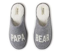 Dearfoams Men's Gifts for Dad Funny Fathers Day Papa Bear Slipper, Light Heather Grey, 8/9 UK