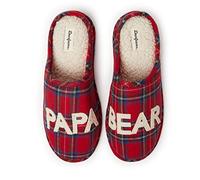 Dearfoams Men's Gifts for Dad Funny Fathers Day Papa Bear Slipper, Tartan Plaid, Medium UK