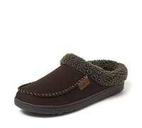 Dearfoams Mens Indoor/Outdoor Breathable Memory Foam Brendan Clog House Shoe Slipper with Wide Widths, Coffee, 15-16