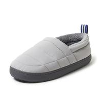 Dearfoams Men's Indoor Outdoor Cullen Ripstop Cosaed Back Puffy Camping Slipper, Grey, 11-12
