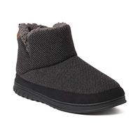 Dearfoams Men's James Woven Boot Slipper, Black, Medium UK
