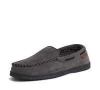 Dearfoams Men's Moccasin with Whipstitch Slipper, Pavement Microsuede, Medium UK