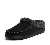 Dearfoams Men's Microfiber Suede Clog with Whipstitch Slipper, Black, Medium UK