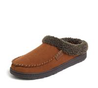 Dearfoams Men's Microfiber Suede Clog with Whipstitch Slippers, Maroon, XX-Large