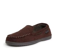 Dearfoams Men's Moccasin with Whipstitch Slipper, Coffee Microsuede, 14/15 UK