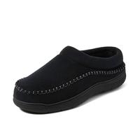 Dearfoams Men's Outdoor Memory Foam Comfort Slip on Thompson Clog House Shoe Slipper, Black Perforated, 8/9 UK