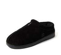 Dearfoams Men's Suede Indoor Outdoor Clog Slipper, Black, 8