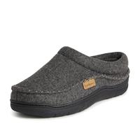 Dearfoams Men's Thompson Memory Foam Clog Slipper, Dark Heather Grey (Wool), 8/9 UK