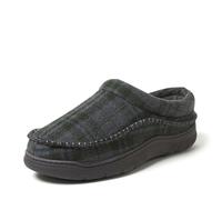 Dearfoams Men's Thompson Memory Foam Indoor/Outdoor Clog Slipper, Blue Plaid, 11-12
