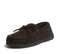 Dearfoams Men's Toby Microsuede Moccasin with Tie Slipper, Coffee, 8/9 UK