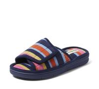 Dearfoams Women's Adjustable Indoor/Outdoor Machine Washable Memory Foam Slide Slipper, Multi Stripes, 7/8 UK