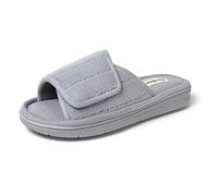 Dearfoams Women's Adjustable Indoor/Outdoor Machine Washable Memory Foam Slide Slipper, Sleet Terry, 7/8 UK