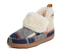 Dearfoams Women's Alpine Moritz Bootie Slipper, Navy Plaid, XL