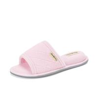 Dearfoams Women's Beatrice Microfiber Terry Slide with Quilted Vamp Slipper, Fresh Pink, Medium UK