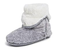 Dearfoams Women's Beth Faux Fur Foldover Boot Slipper, Grey Frost, Small UK