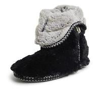 Dearfoams Women's Beth Furry Foldover Boot Slipper, Black, 5/6 UK