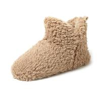 Dearfoams Women's Chelsea Faux Fuzzy Sherpa Indoor House Bootie Slipper, Latte, Large