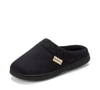 Dearfoams Women's Darcy Microfiber Velour Clog with Quilted Cuff Slipper, Black, X-Large UK