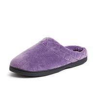 Dearfoams Women's Darcy Microfibre Velour Clog with Quilted Cuff Mule, Smokey Purple, Medium UK