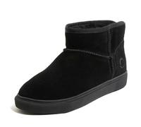 Dearfoams Women's Fireside Bathurst Shearling Water Resistant Durable Memory Foam Slipper Ankle Boots, Black, 40.5 EU