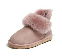 Dearfoams Women's Fireside Faux Shearling Fold Down Bootie Slipper, Dusty Pink, 4 UK