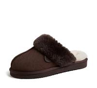 Dearfoams Women's Fireside Sydney Shearling Fur Indoor/Outdoor Scuff Slipper with Wide Widths, Coffee, 9 UK