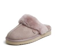 Dearfoams Women's Fireside Sydney Shearling Fur Indoor/Outdoor Scuff Slipper with Wide Widths, Dusty Pink, 8 UK