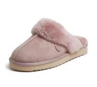Dearfoams Women's Fireside Sydney Shearling Fur Indoor/Outdoor Scuff Slipper with Wide Widths, Dusty Pink, 6 UK