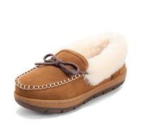 Dearfoams womens Genuine Australian Shearling Moccasin Slipper - Gladstone Indoor Outdoor House Shoe