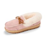Dearfoams womens Genuine Australian Shearling Moccasin Slipper - Gladstone Indoor Outdoor House Shoe, Dusty Pink, 4 UK