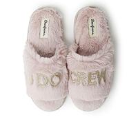 Dearfoams Women's Giftable Bride Slippers for Weddings and Bachelorette Party, Crew Pale Mauve, Large UK