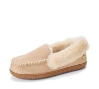Dearfoams Women's Gifts Fuzzy Memory Foam Outdoor Ryland Moccasin with Cuff Slippers, Sand, 11-12