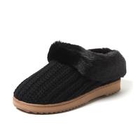Dearfoams Women's Hannah Chenille Knit Clog Slipper, Black Solid, 5/6 UK