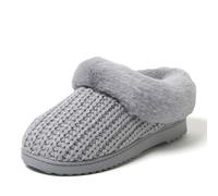 Dearfoams Women's Hannah Chenille Knit Clog Slipper, Sleet Solid, 9/10 UK