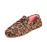 Dearfoams Women's Hazel-Lighweight Driving Loafer Machine Washable Comfortable Shoe, Leopard, 9