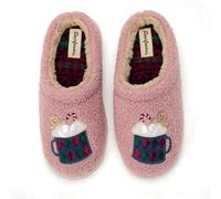 Dearfoams womens Holiday Christmas Gift Fuzzy Cozy Sherpa Novelty House Shoe Slipper, Gingerbread Latte, 9-10