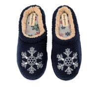 Dearfoams womens Holiday Christmas Gift Fuzzy Cozy Sherpa Novelty House Shoe Slipper, Snowflake, 11-12